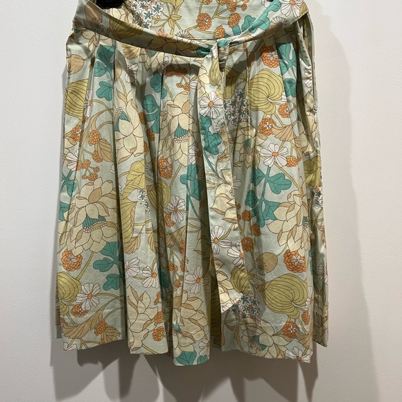 Halogen Dresses & Skirts - Halogen Cotton A-Line Skirt with Floral Print in Green and Yellow